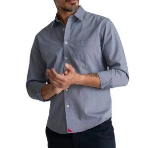 Untuckit Mens Large Wrinkle-Free Pio Cesare Shirt Slim Fit Navy